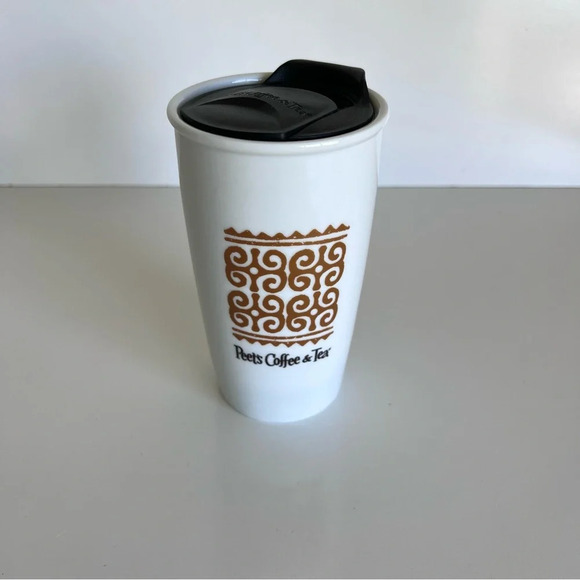 Peet’s Coffee Ceramic Glass Tumbler 12 oz w/lid - Picture 2 of 13